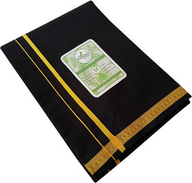 Feather Green Black with Yellow border   Dhoti