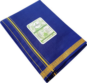 Feather Green  Royal Blue border Cotton  Dhoti