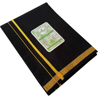 Feather Green Black with Yellow border   Dhoti