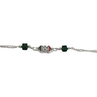                       Ceylonmine green stone silver rakhi bracelet for boys                                              