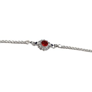                       red zircon silver rakhi braclete for brother and bhabhi                                              
