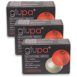 Glupa Gluta + Papaya Skin Whitens and Whitens Soap 135g (Pack of 3, 135g Each)