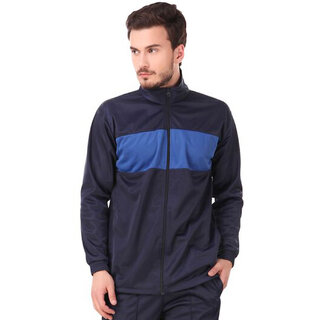 Fashion 7 Polyester Sports Jacket for Men - Track Jacket  Colorblocked Jacket (Navy Blue)