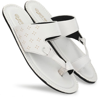 Buy WHITE WALKERS SYNTHETIC LEATHER WHITE FLIP FLOPS SLIDES