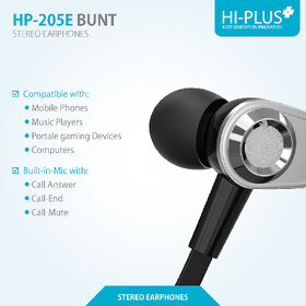 Hi-Plus HP-205E BUNT in Ear Wired Earphones with Mic (Black)