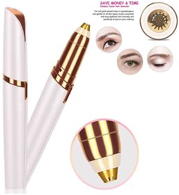 TRUESHOP Women Painless Electric Eye Brows Trimmer Facial Hair Remover Upperlips Chin Threading Machine Gold Plated Inbu