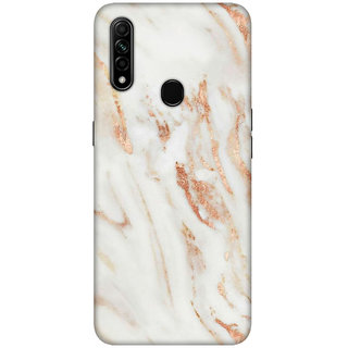 OnHigh Designer Printed Hard Back Cover Case For Oppo A31, White  Golden Marble