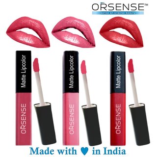                      Orsense Matte Liquid Lip Color Multi Pack of 3                                              