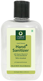 Organic Harvest Anti - Bacterial Gel Hand Sanitizer with Organic Glycerin  Tea Tree Essential Oil, 70 Alcohol, 250ml