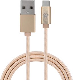 ARU ARC-33 1Mtr 2.4 Amp Breaded Type-C Charge  Sync Cable- Gold