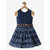 Powderfly Girls Dark Blue Denim Self Design Round Neck Mini Dress