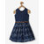 Powderfly Girls Dark Blue Denim Self Design Round Neck Mini Dress
