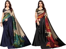 Combo of 2 SVB Saree Multicolor Floral Printed Khadi Silk Casual Saree With Blouse
