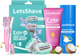 LetsShave Evior 6 Combo Gift Set for Women -  Razor Handle + Pack of 2 Evior 6 Blades + Pack of 3 Evior Face Hair Razor