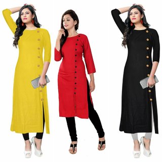 Aiza Collection Multicolor Crepe Plain Stitched Kurti F