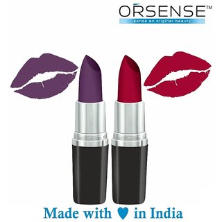                       Orsense Super Matte Lipstick with Multi Color Combo Set of 2 20gm                                              