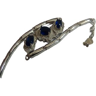                       green stone silver bracelet ( rakhi bracelet ) for brother and bhabhai                                              