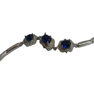                       blue stone rakhi bracelet very beautiful silver rakhi for brother and bhabhi                                              