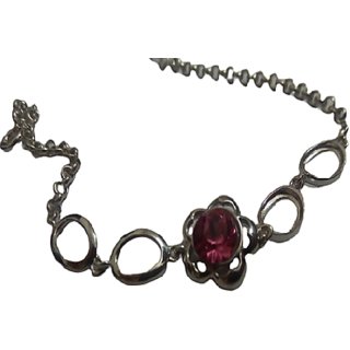                       red stone steriling silver rakhi bracelet for brother with gift                                              