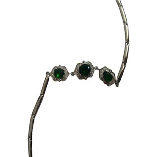                       Ceylonmine green stone sterling silver beautiful rakhi bracelet for brother                                              