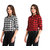 Vivient Women White and Red Check Shirt Combo of 2
