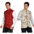 Combo of 2 Kandy Khaki & Red Regular Fit Nehru Jacket For Men