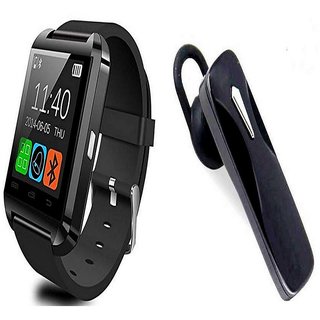 Bushwick Presents  U10 Bluetooth Android  IOS, Health  Fitness Black Smartwatch With K1 Bluetooth Headset With Mic.