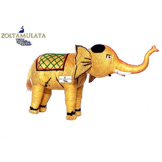                       Zoltamulata Natural Handmade Coir Elephant for Home Decor showpiece with Height 7.5 inch                                              