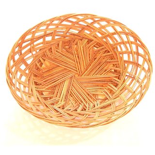 Zoltamulata Environmental eco-Friendly Bamboo Stick Fruit Basket Craft Work with 11.5inch Dia in Oval Shape.