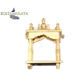                       Zoltamulata Handcrafted Very Small Wooden Temple mandir Pooja ghar mandapam with Height 7 inch                                              