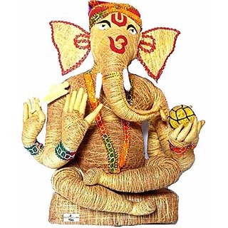                       Zoltamulata Big Size Coir Craft Ganapati Handmade with Best of Skill with Height 21 inch                                              