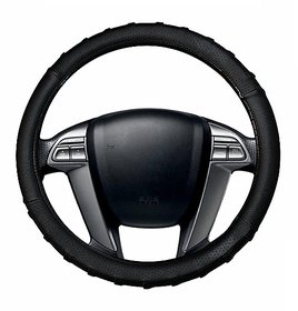 Auto Fetch Car Grippy SC106L Leatherette Car Steering Cover Black for Honda BRV