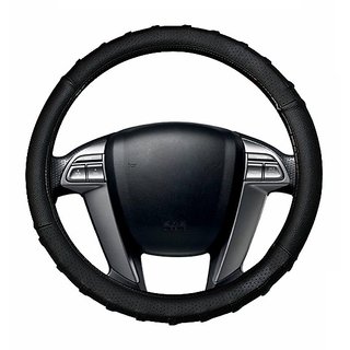 Auto Fetch Car Grippy SC106L Leatherette Car Steering Cover Black for Maruti Suzuki WagonR New