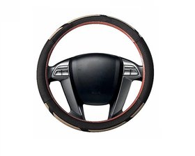 Auto Fetch Car Raptor SC107L Leatherette Car Steering Cover Brown & Beige for Toyota Innova Crysta