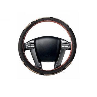 Auto Fetch Car Raptor SC107L Leatherette Car Steering Cover Brown & Beige for Toyota Innova Crysta
