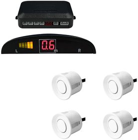 Auto Fetch Reverse Car Parking Sensor LED Display (White) (Set of 4) for Maruti Suzuki Swift Dzire New
