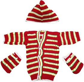 Just Born Baby Woollen Sweater 3 Pcs Set (Pack of 1)