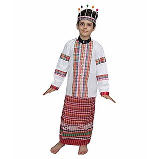                       Kaku Fancy Dresses Indian State Folk Dance Costume for Kids -Multicolor, For Girls                                              