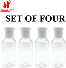 Harsh Pet Sanitizer/Shampoo/refillable fliptop Cap Transparent Bottle Set of 4 (100ml)