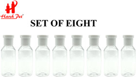 Harsh Pet Sanitizer/Shampoo/refillable fliptop Cap Transparent Bottle Set of 8 (100ml)