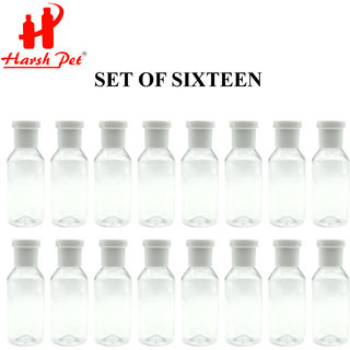 Harsh Pet Sanitizer/Shampoo/refillable fliptop Cap Transparent Bottle Set of 16 (100ml)