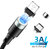 3 in 1 Magnetic USB Charging Cable Micro Type C QC 3.0 3 Tip with Charging Indicator LED Light