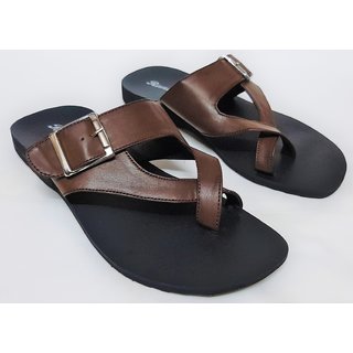 Buy Leather Chappal Brown Buckle G 