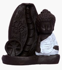 Buddha/Sitting with a Wheel and Leave/You can Pair it with 10 dhoop batii Smoke Fountain (Random Color, 4 inch)