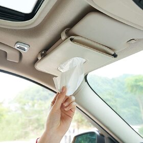 Car Tissue Holder, Sun Visor Napkin Holder, Car Visor Tissue Holder, Tissue Holder for Car (Beige)(with Tissue Paper)