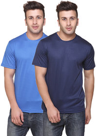 K-TEX sky and navy Dri Fit Round Neck TShirts Pack Of 2