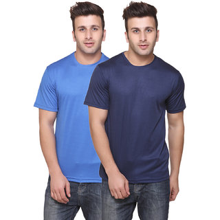 K-TEX sky and navy Dri Fit Round Neck TShirts Pack Of 2