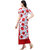 Vkaran White and Red Crepe Floral Print Unstitched Dress Material