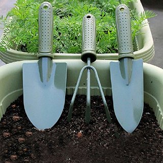                       Kapebonavista Gardening Three Piece Garden Tools Set Aluminum Alloy Tools Two Color Handle                                              