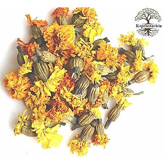                       Kapebonavista Dried Genda Gondephool Jhenduphool Sayapatri Marigold Tagetes Erecta Mixed Color 100 Seeds                                              